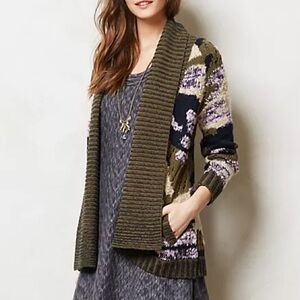 Sleeping on Snow - Anthropologie Campagne Camo knit wool blend cardigan sweater